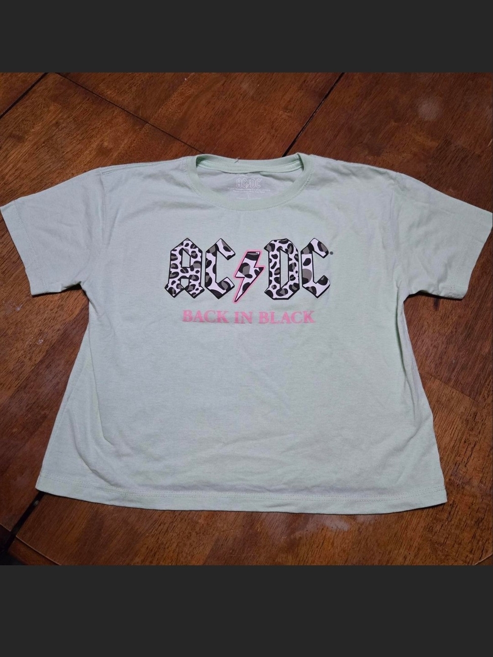 AC/DC Kids' Graphic Tee - Light Mint with Pink Logo